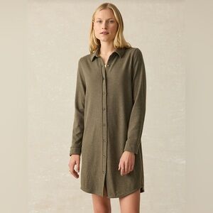 Faherty Olive Long Sleeve Shirt Dress